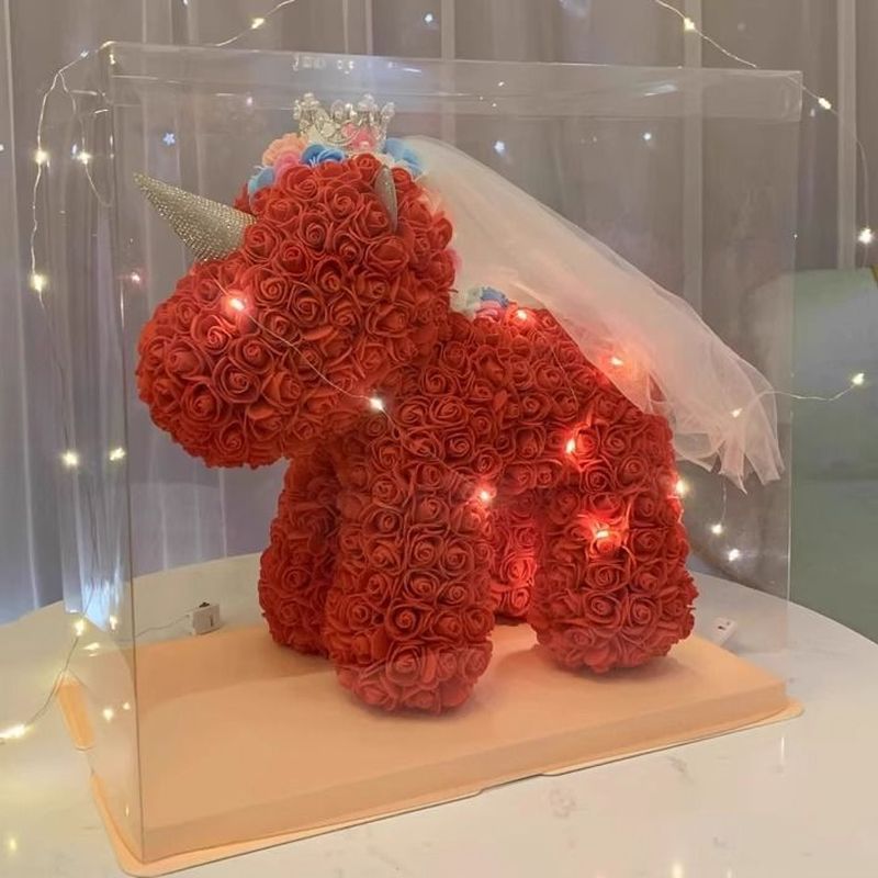LUXG1-05 Red Rose Unicorn Lighted Display Box - Image 1