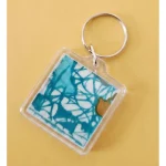 Turquoise White Batik Acrylic Keychain