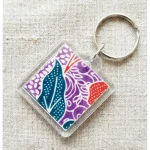 Purple Teal Batik Acrylic Keychain