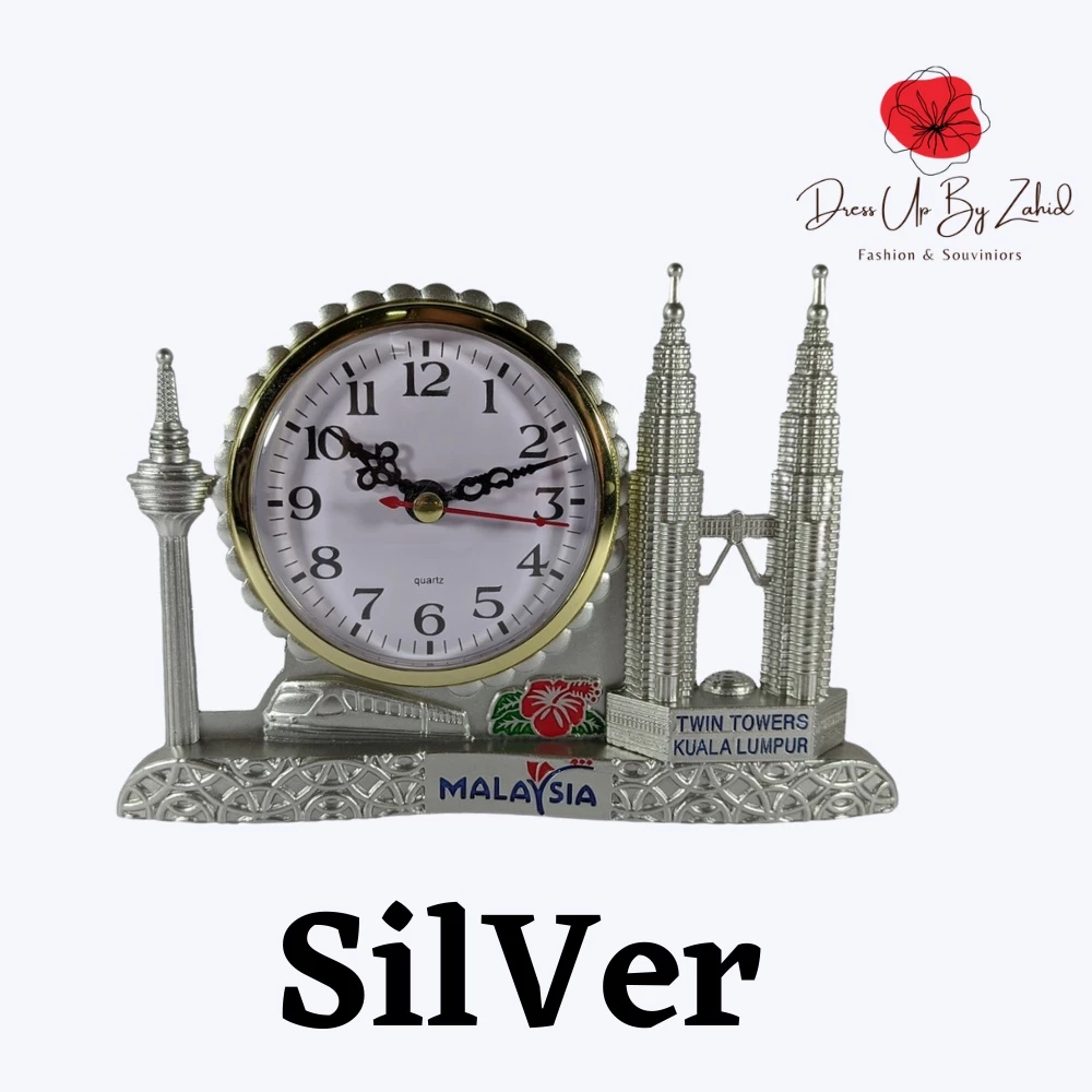 LUXG12-01 Silver Twin Towers Landmark Table Clock - Image 1