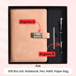 Pink Personalised Notebook and Pen Gift Set