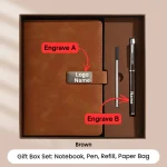 Brown Personalised Notebook and Pen Gift Set