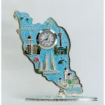 Blue Malaysian Map Landmark Table Clock