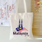 Malaysia Day Skyline Printed Canvas Tote