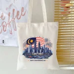 Independence Skyline Printed Canvas Tote